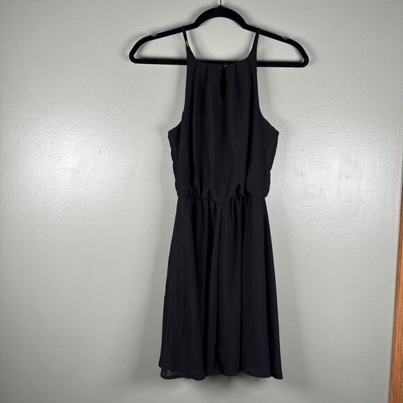 Francesca’s Blue Rain Black Chiffon Halter Dress New With Tags Women’s Sz‎ Small - Picture 4 of 8